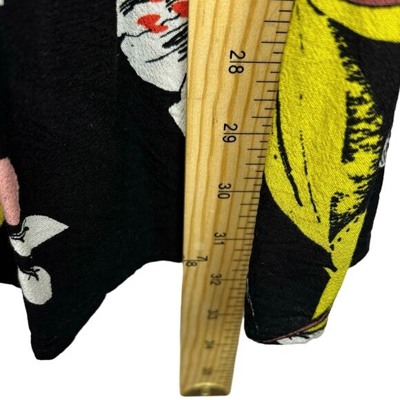 Free people Bella xs Boho blouse mini dress bell long sleeves v neck black flora - Picture 5 of 11